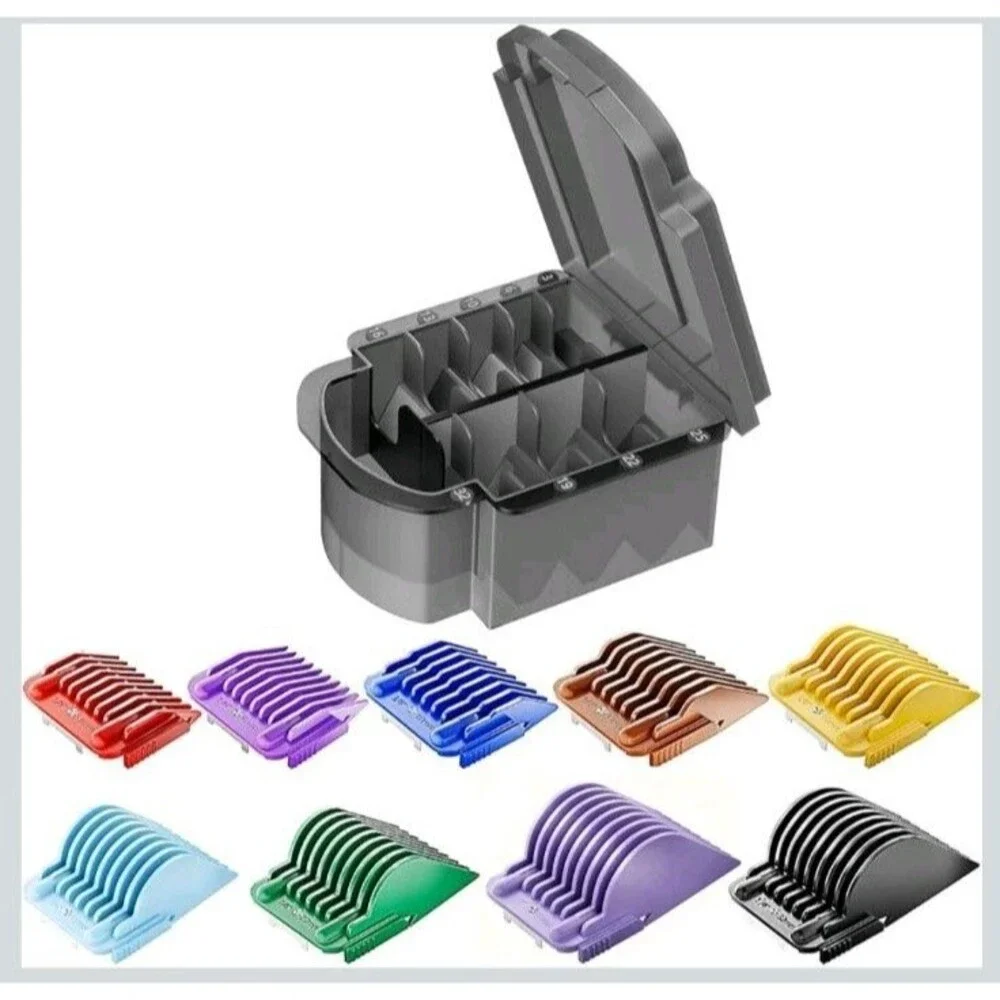 A5 Detachable Clipper Comb Guide Set w/ Case, Stainless Steel, Rust Resistant